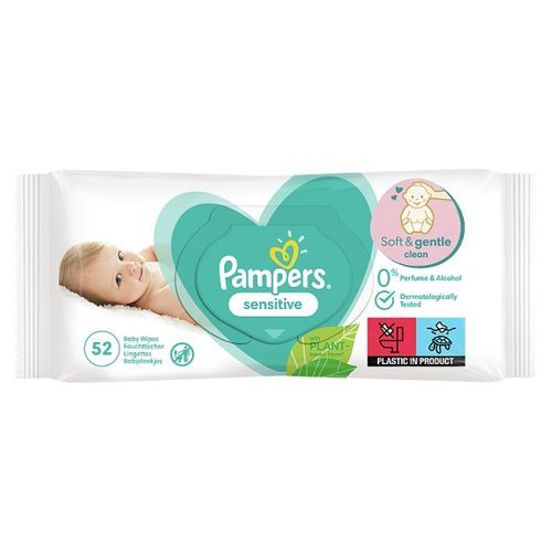 Pampers Sensitive Baby Wipes, Single Pack, 52 Wipes
